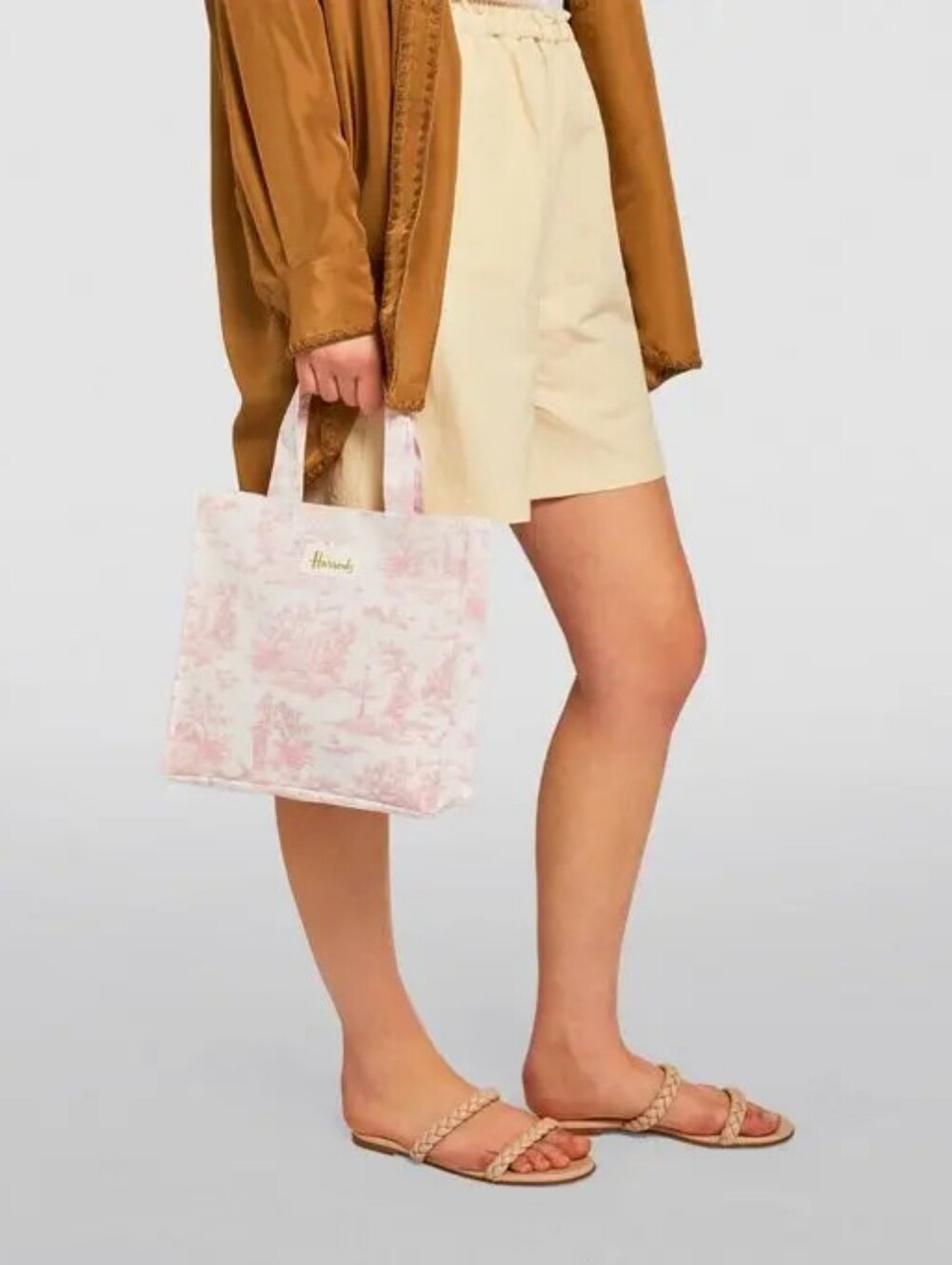 HARRODS Small Toile Shopper Bag NWT